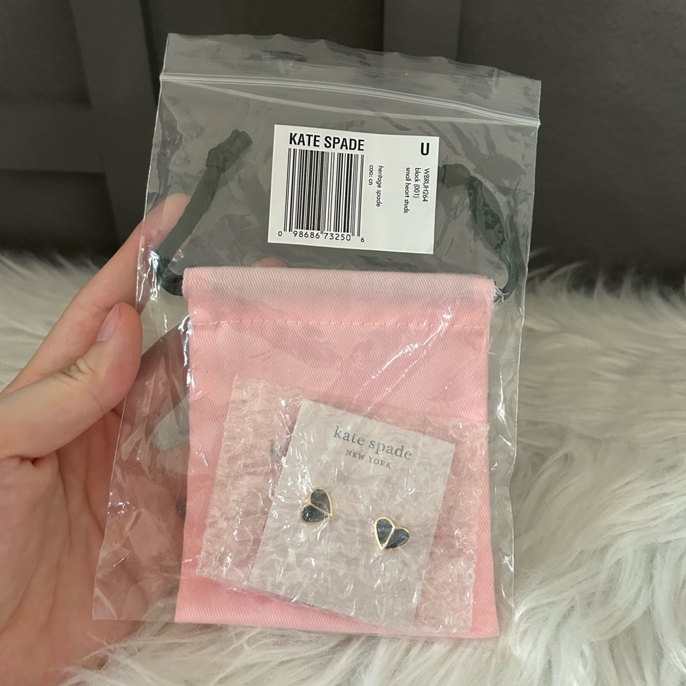 Kate Spade black folded heart earrings